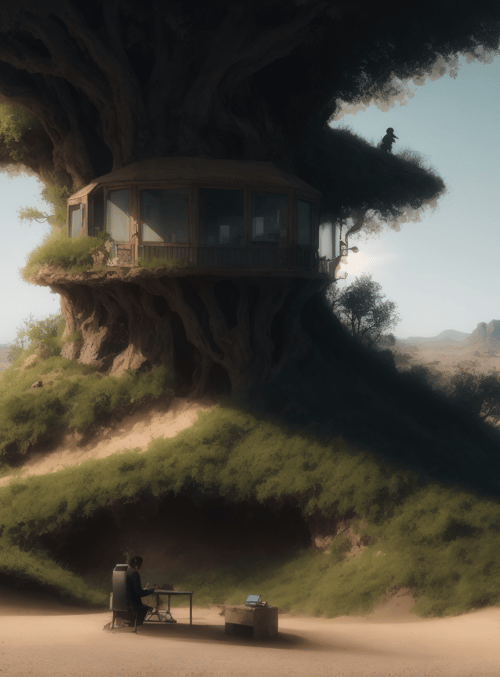 tree house, desert, person