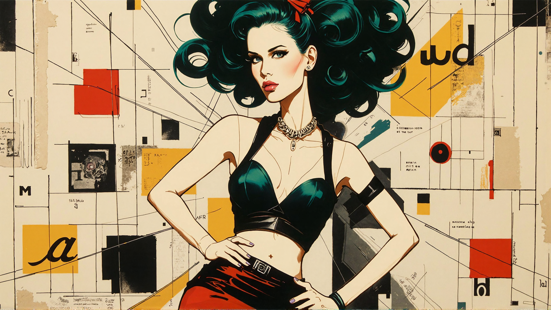 AI generated wallpaper featuring woman, pinup, vintage, art
