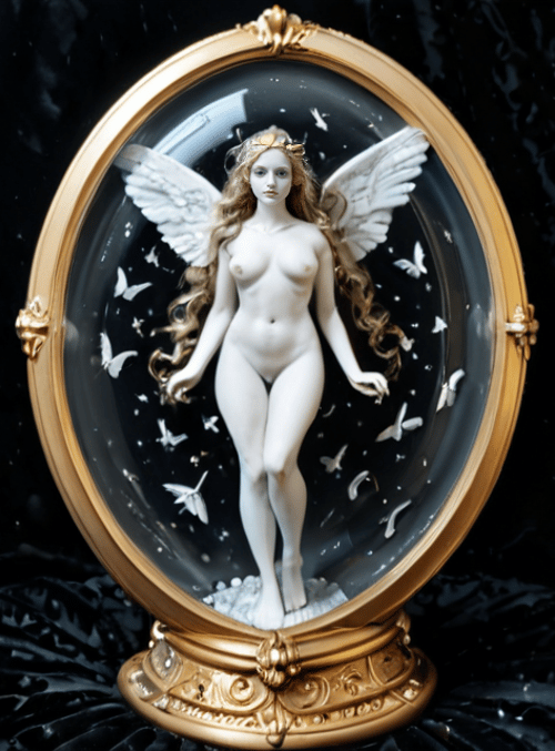 angel, figurine, butterfly