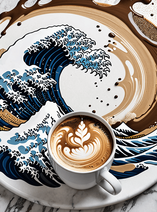 coffee, wave, plate