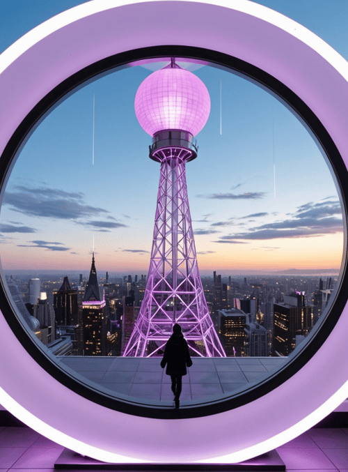 person, tower, city