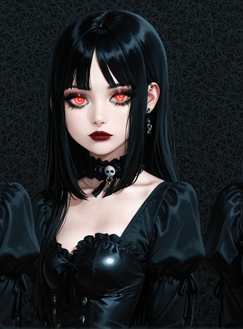 woman, choker, skull, corset, hair