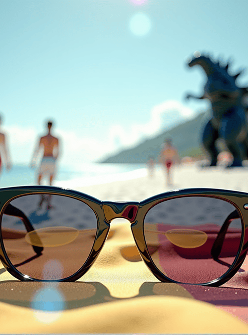 sunglasses, beach, dinosaur