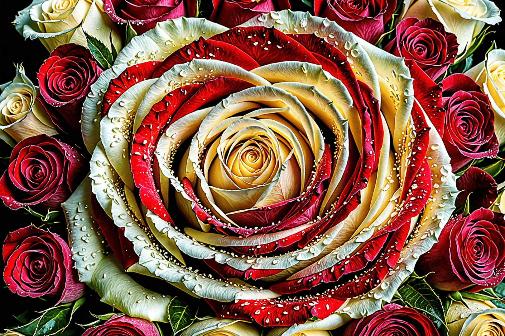 AI generated wallpaper featuring roses, flowers, bouquet