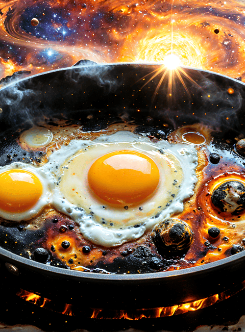 egg, pan, universe