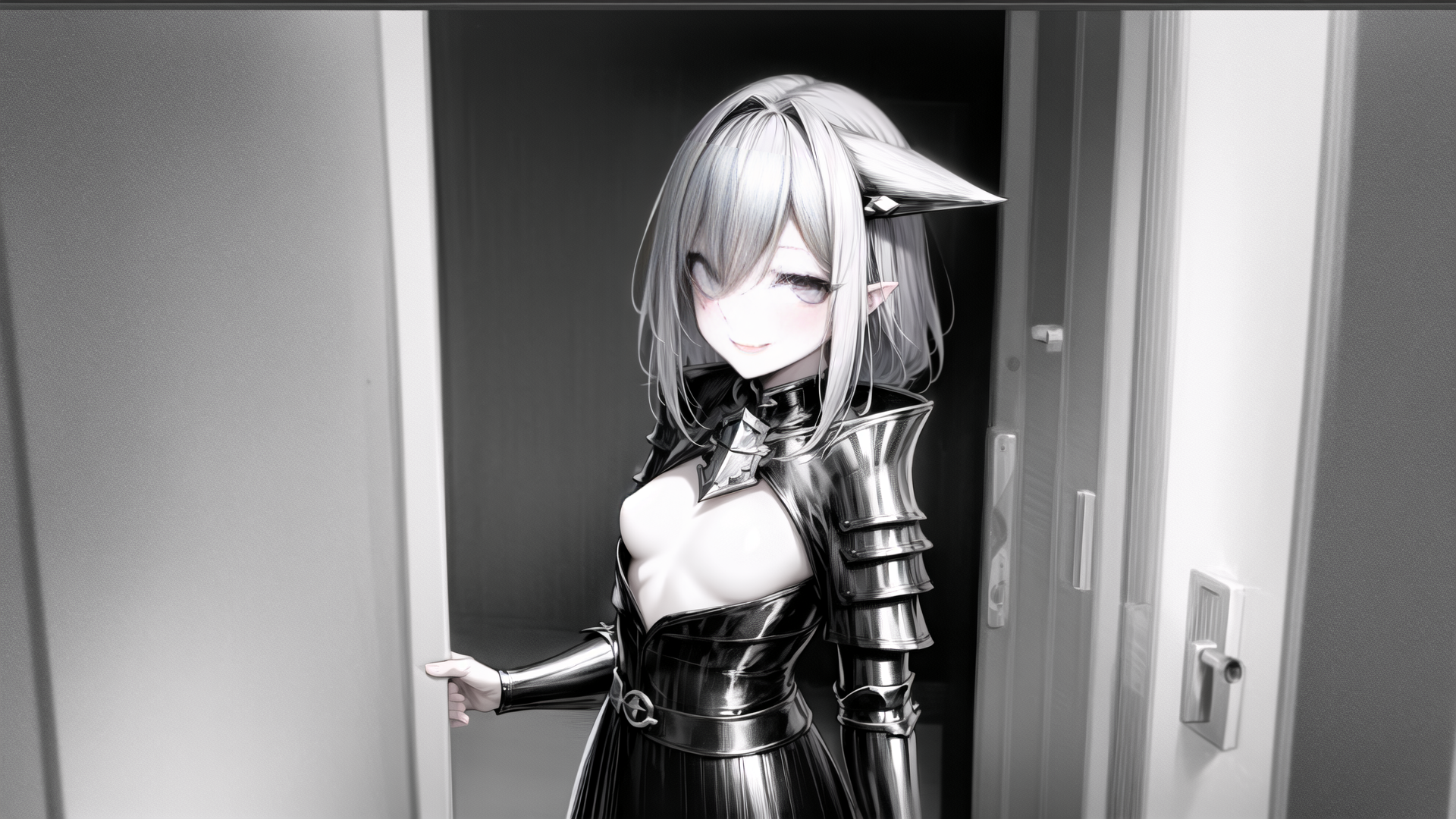 AI generated wallpaper featuring anime character, elf, armor