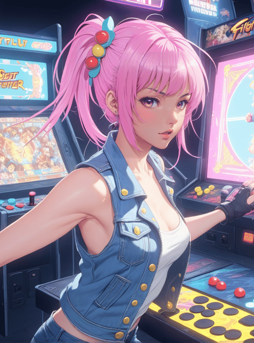 girl, arcade, game