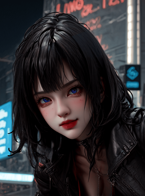 woman, cyberpunk, city