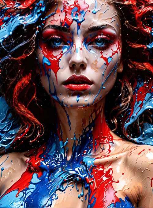 woman, paint, splatter