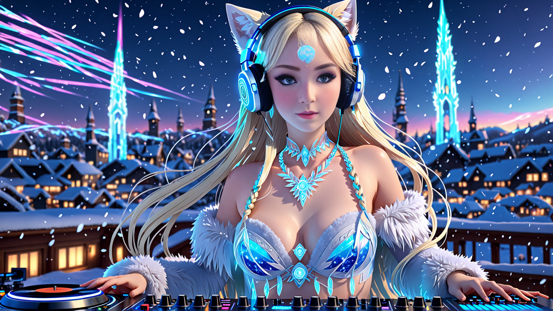 AI generated wallpaper featuring dj, fox, anime
