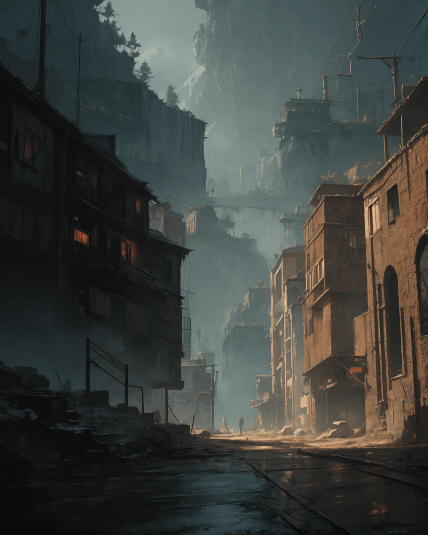 AI generated wallpaper featuring city, street, buildings