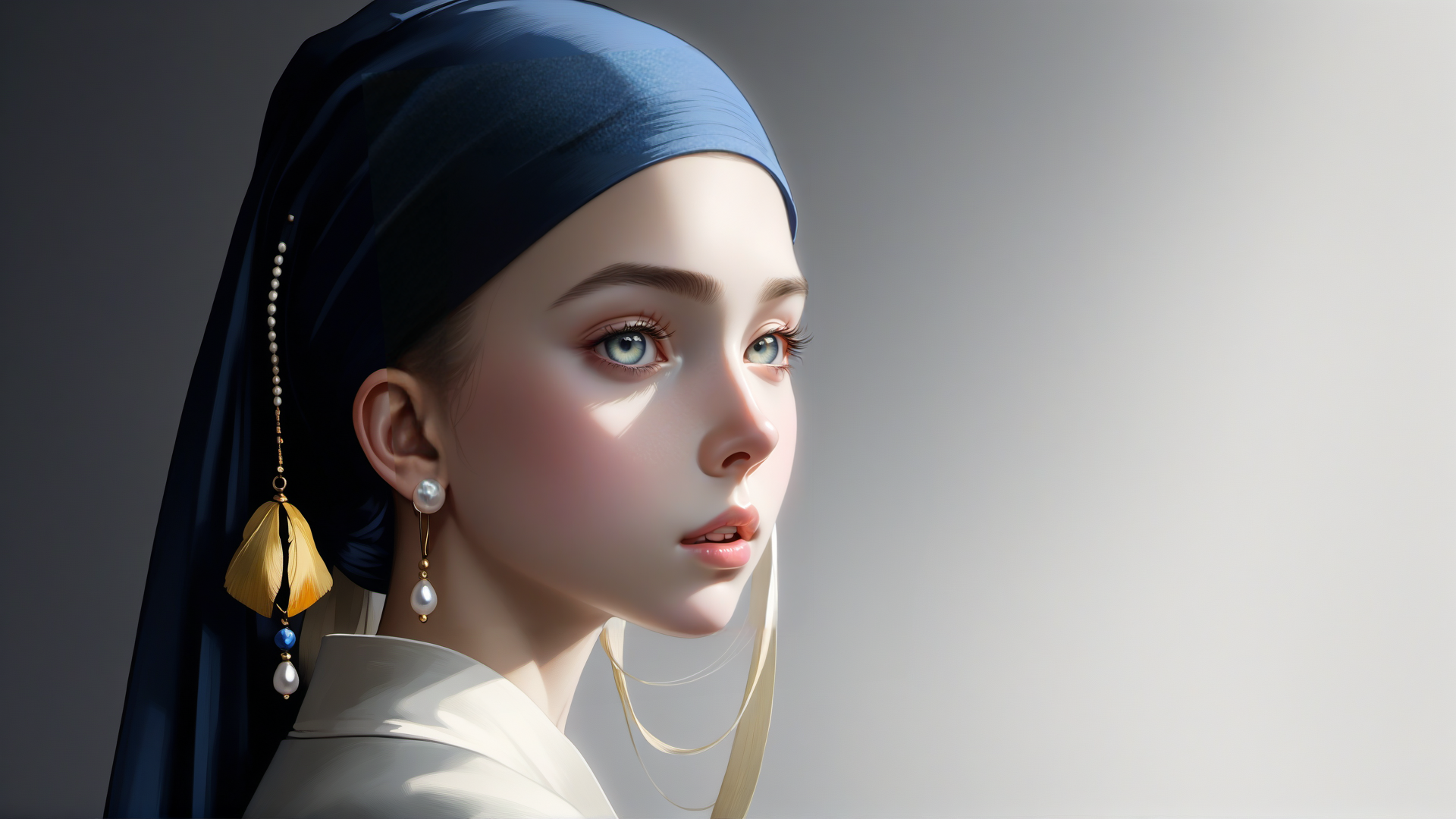 AI generated wallpaper featuring girl, headscarf, earrings