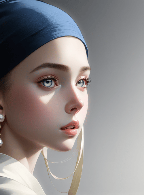 girl, headscarf, earrings
