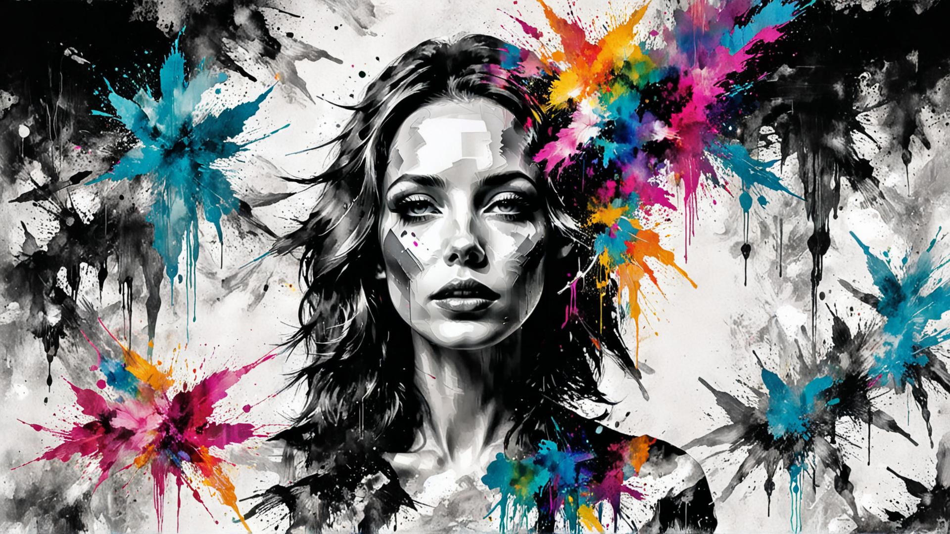 AI generated wallpaper featuring woman, portrait, art