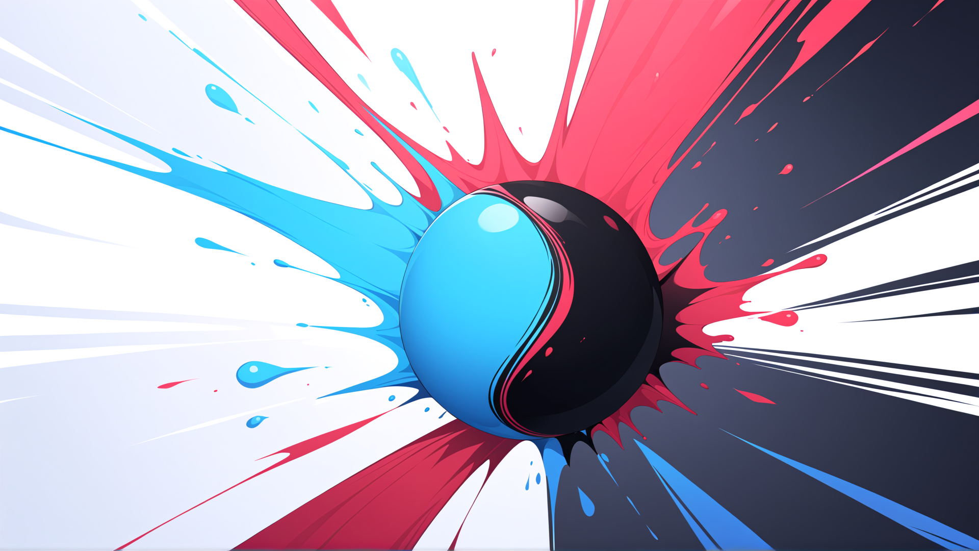 AI generated wallpaper featuring sphere, ink, splatter, paint, liquid, splash, drop