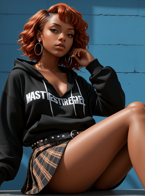 woman, hoodie, skirt, boots, graffiti, pipe