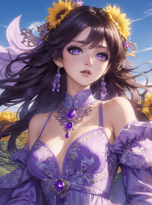 woman, sunflower, dress