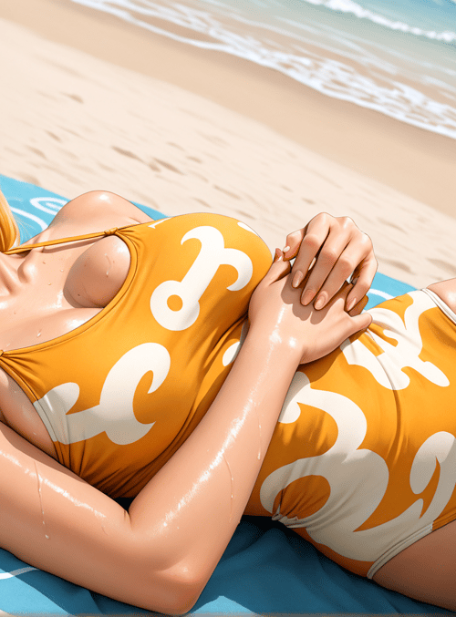 woman, beach, bikini