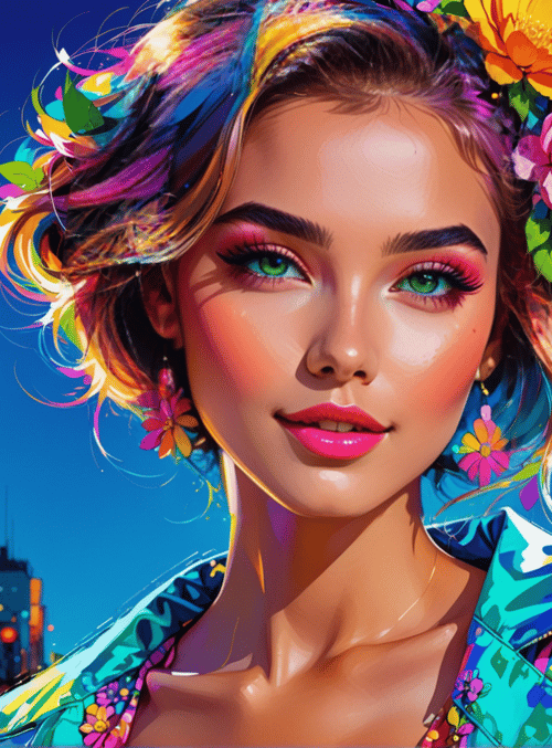 woman, city, flowers