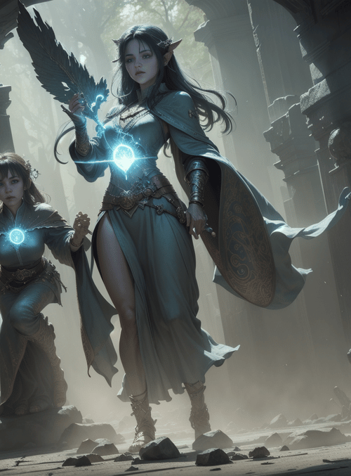 elves, mages, ancient ruins