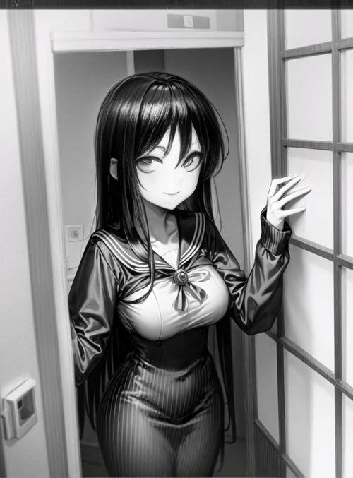 girl, school uniform, shoji screen