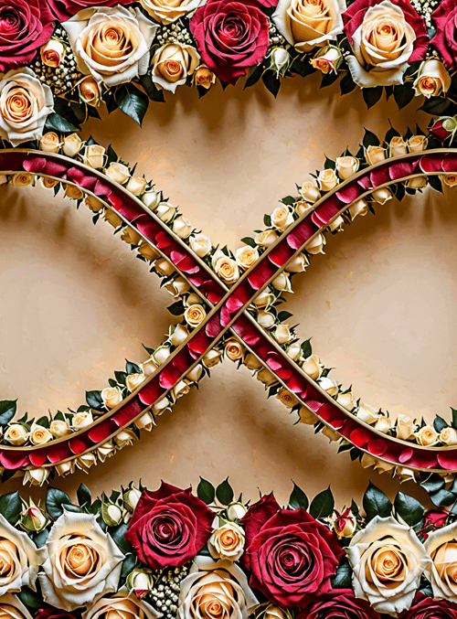 infinity symbol, roses, floral arrangement