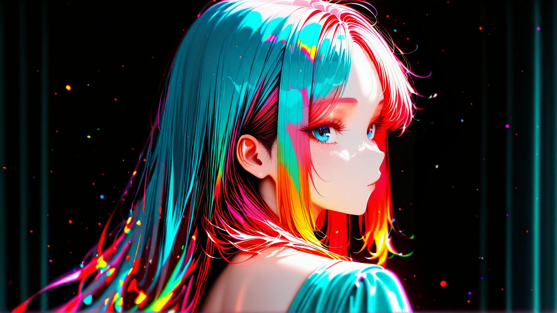 AI generated wallpaper featuring girl, hair
