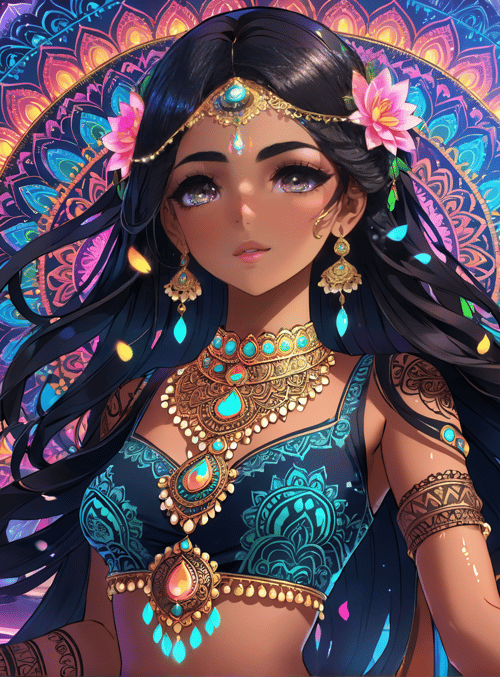 woman, mandala, jewelry
