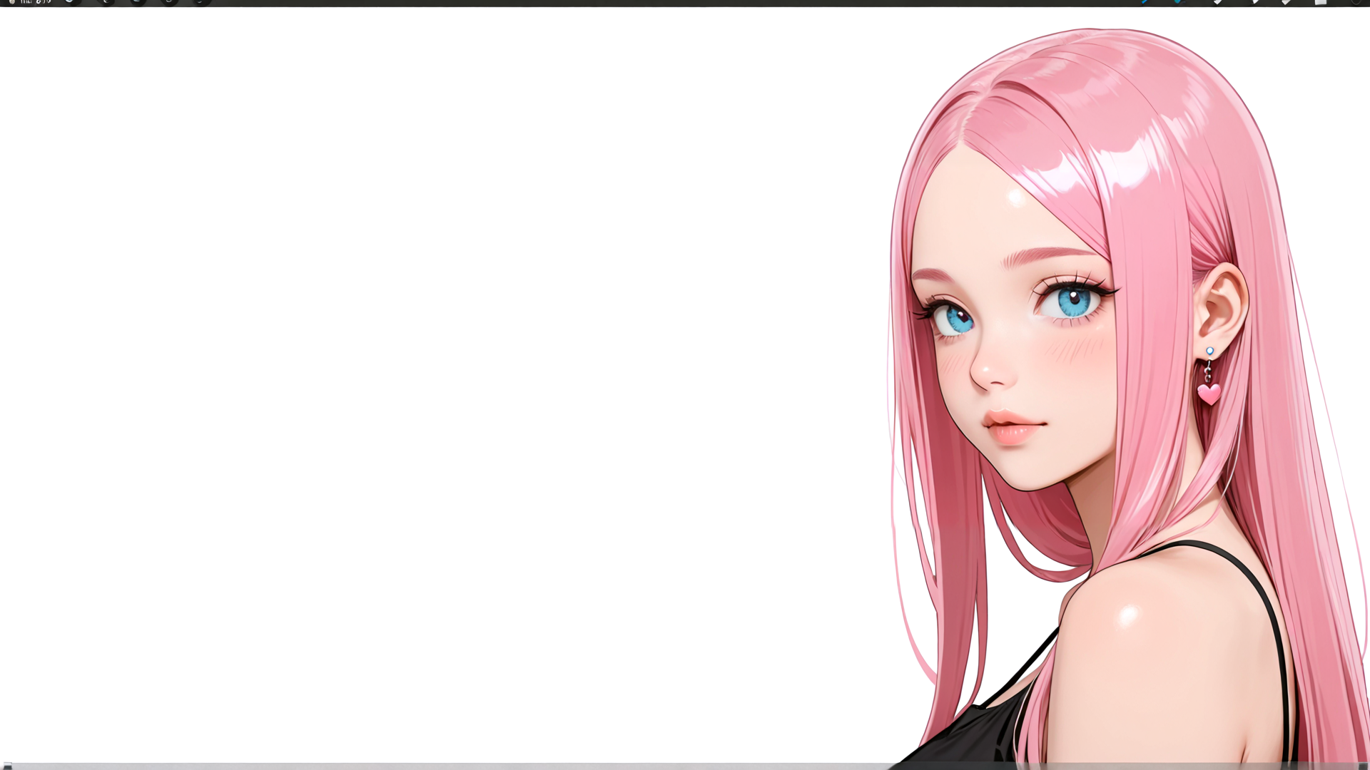 AI generated wallpaper featuring woman, hair, earring, shoulder, dress