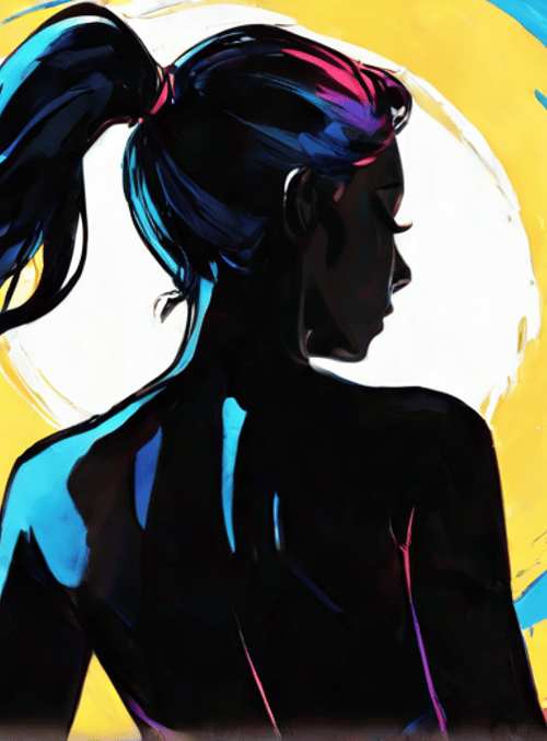 woman, silhouette, ponytail, hair