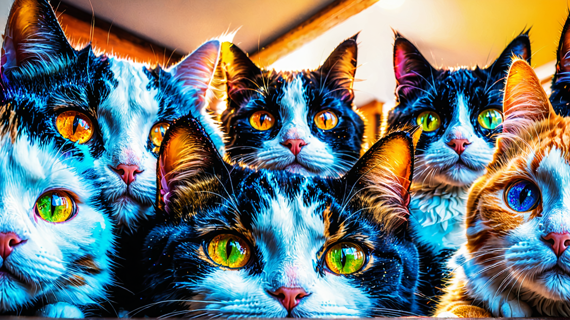 AI generated wallpaper featuring cats, kittens, feline
