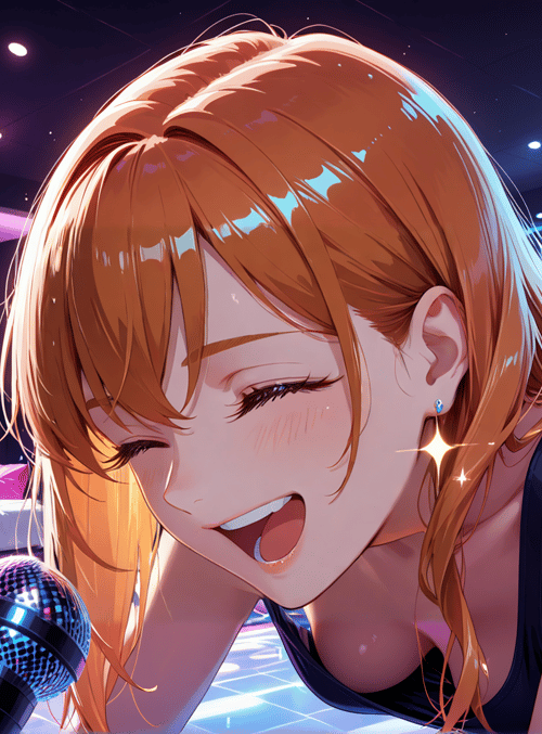 girl, microphone, disco ball