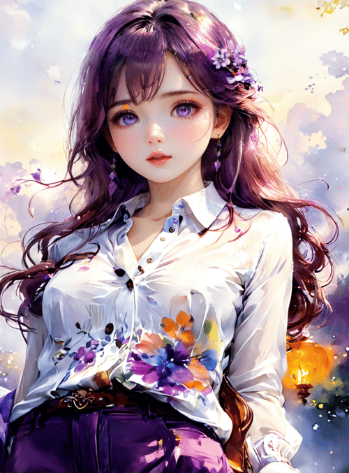 woman, flowers, lanterns
