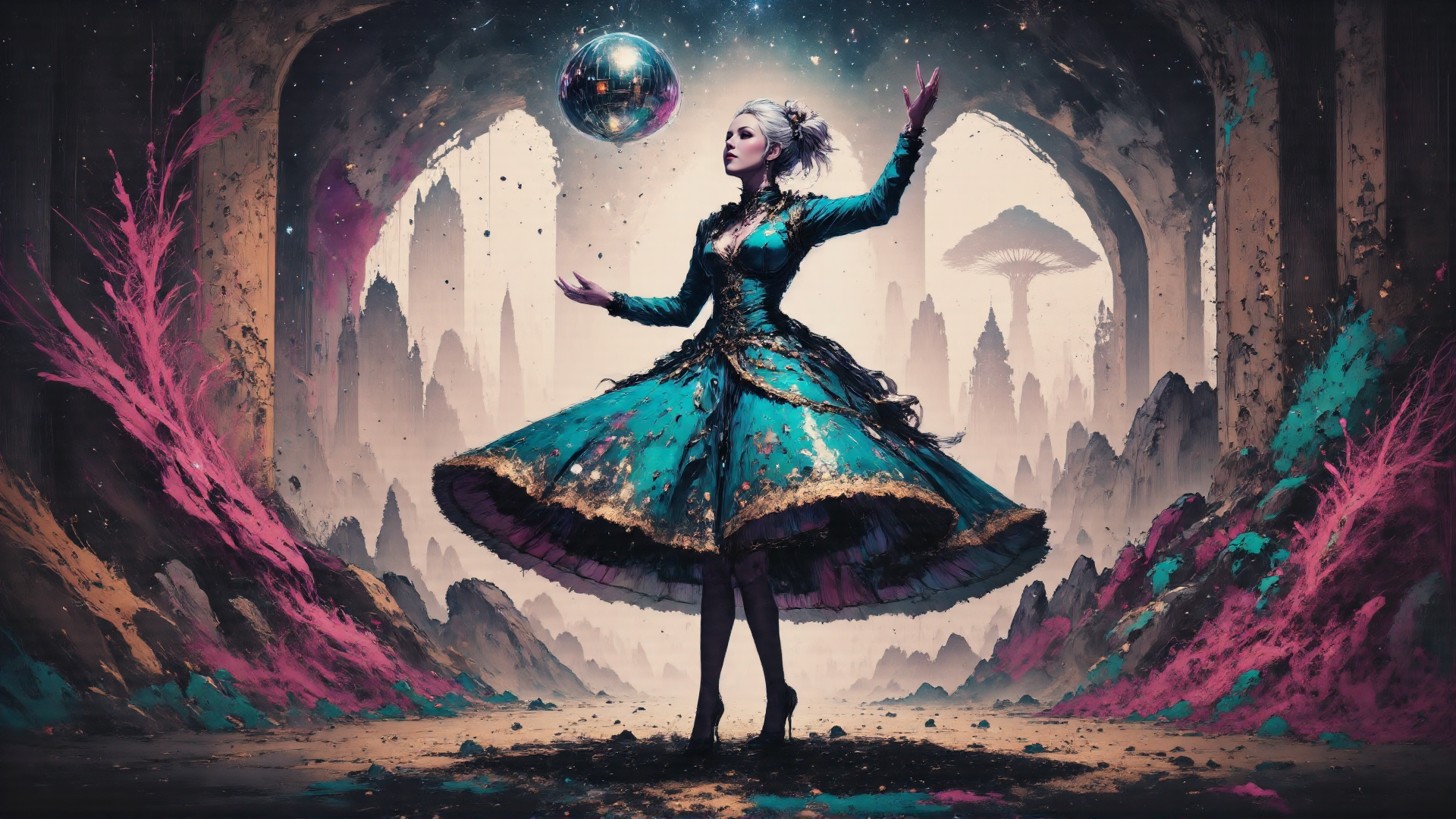 AI generated wallpaper featuring woman, globe, fairy