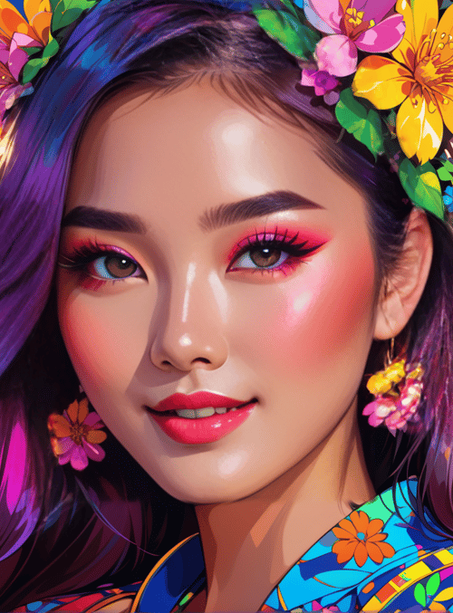 woman, cityscape, flowers