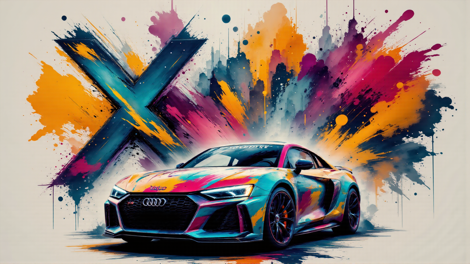AI generated wallpaper featuring car, audi, x, cityscape