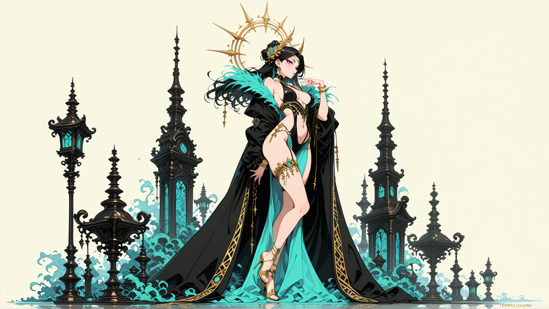AI generated wallpaper featuring queen, siren, goddess