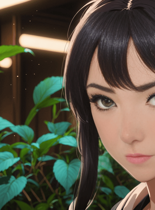 anime girl, plants