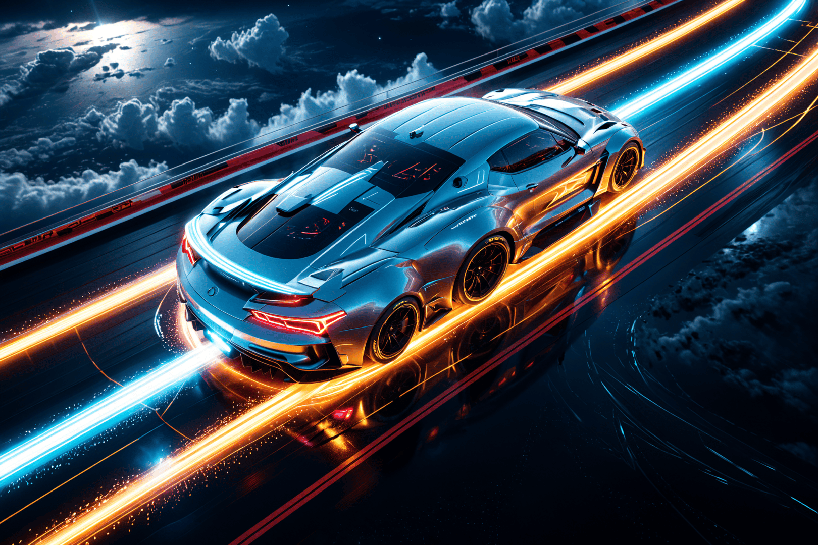 AI generated wallpaper featuring sports car, race track