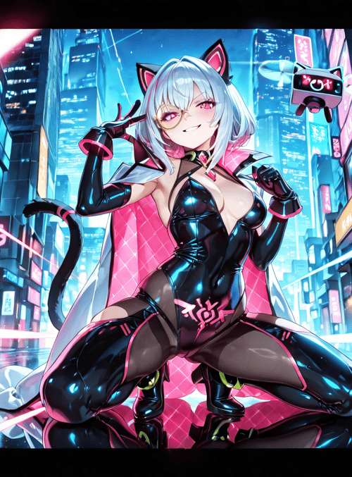 catgirl, anime character, cyberpunk