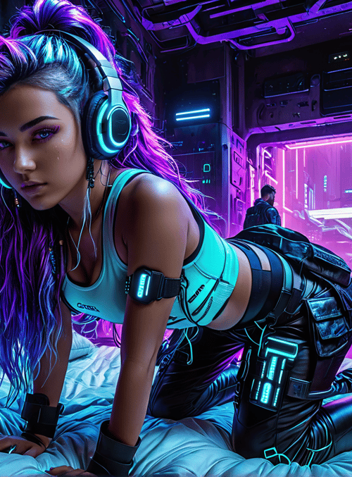 cyberpunk, woman, gamer