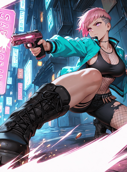 cyborg, punk, gun