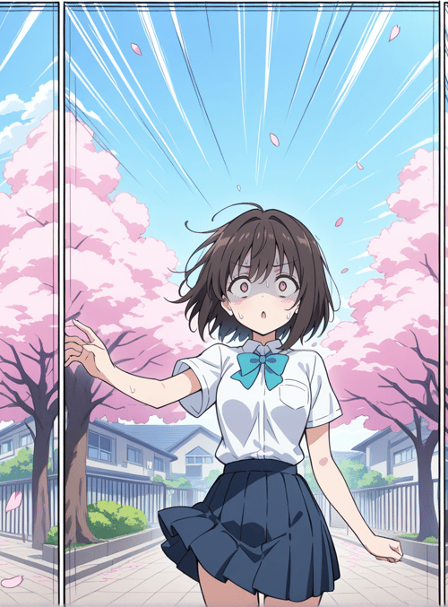 girl, cherry blossom, school uniform