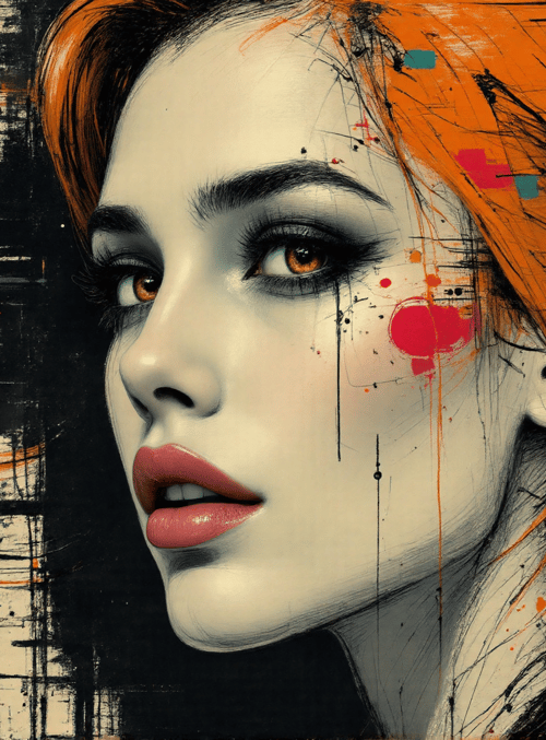 woman, portrait, artwork