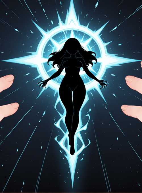 hands, silhouette, woman, star, light, energy