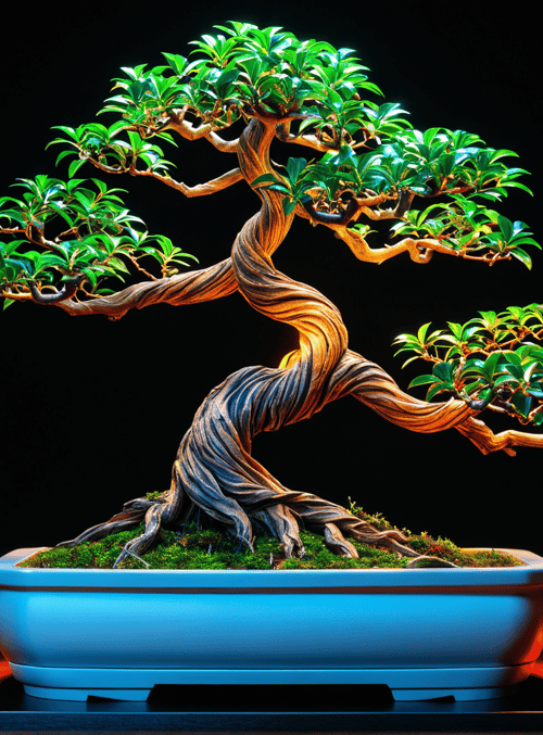 bonsai, tree, pot, branch, leaf, trunk, moss, bowl, plant, root