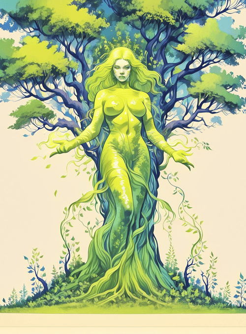 woman, tree, nature, goddess