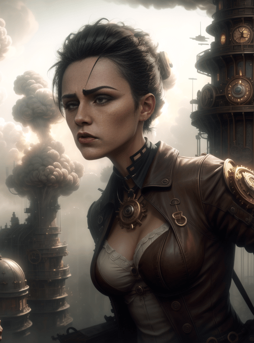 women, steampunk, clock tower