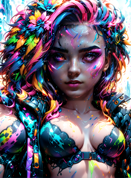 cyberpunk, woman, flames