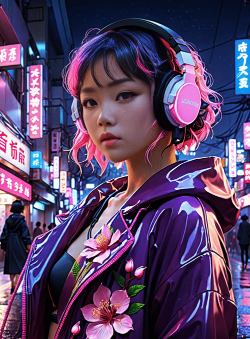 woman, headphones, jacket